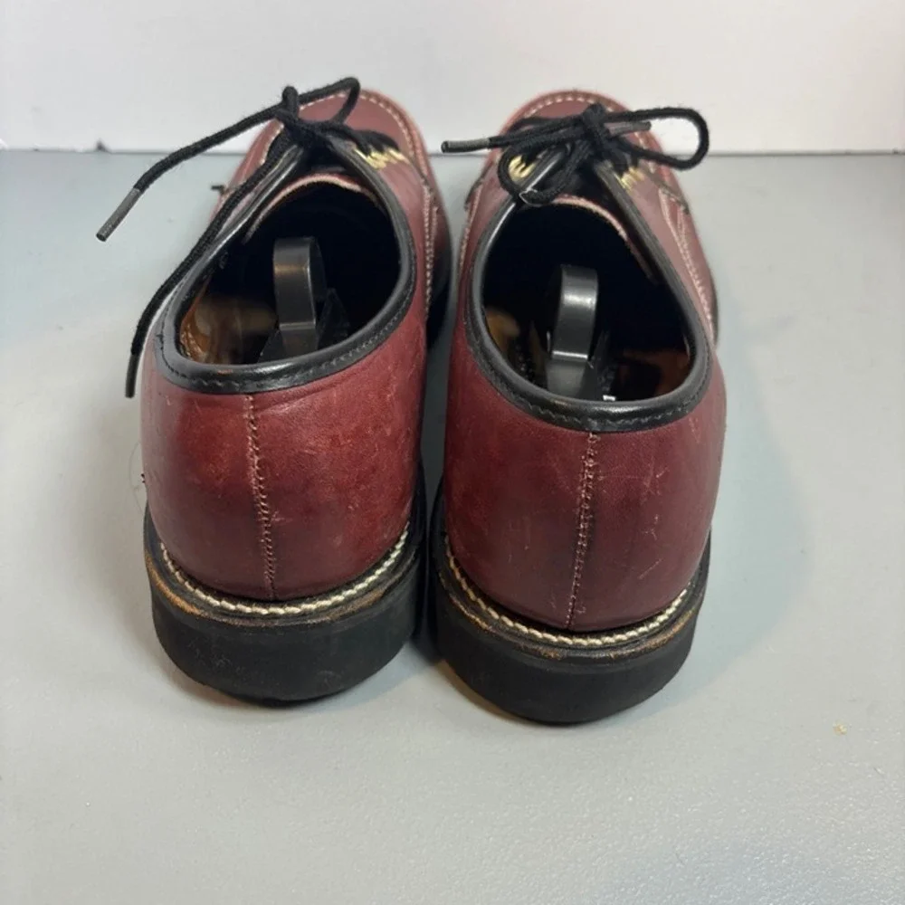 Vintage Moc Toe Oxford Shoes Mens 9D‎ Burgundy Leather Workwear Heritage Korea